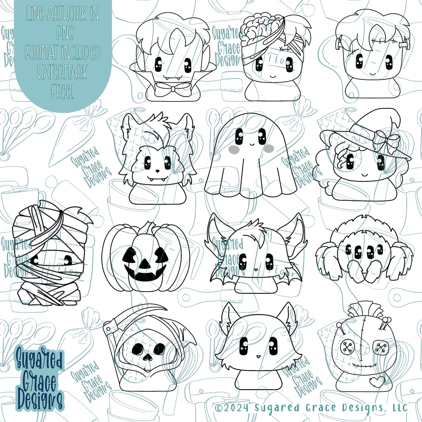 13 Days of Halloween Cookie Cutter STL Advent Set for 3D Printing with Matching Printable PNG Images for Edible Ink Printers Including Eddie