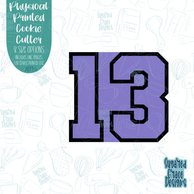 Block Number 13 thirteen cookie cutter with png images for edible printers including Eddie