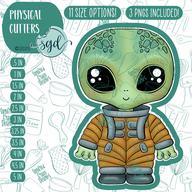 Space Alien Cutter with PNG Images to Match - Hand Drawn Graphics for Edible Ink Printers