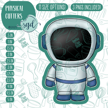 Astronaut Cookie Cutter with PNG Images to Match - Hand Drawn Graphics for Edible Ink Printers