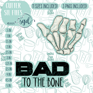 Bad to the Bone Cookie Cutter STL File Set of 2 with PNG Images to Match - For 3D Printing and Edible Ink Printers