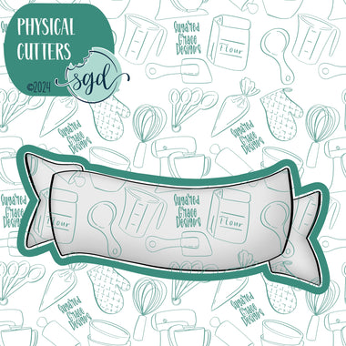 Ribbon Banner Name Plaque Cookie Cutter with PNG Images to Match - Hand Drawn Graphics for Edible Ink Printers