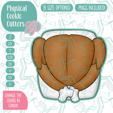 Cooked and Basted Turkey Cookie Cutter with PNG Images to Match - Hand Drawn Graphics for Edible Ink Printers