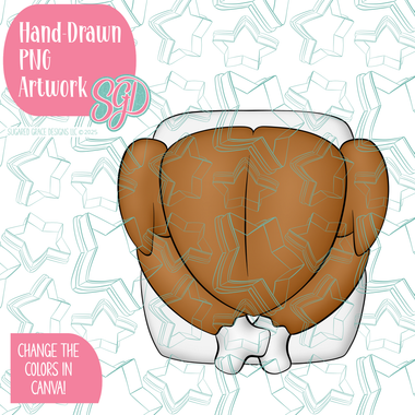Cooked and Basted Turkey PNG Image Set for Edible Ink Printers - Hand Drawn Editable Graphics
