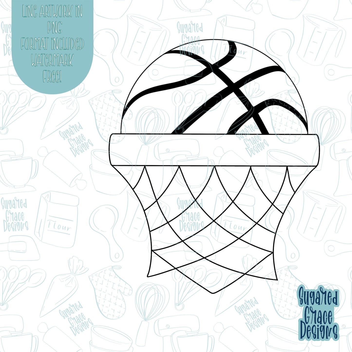 Basketball Hoop Name Tag Plaque Cookie Cutter STL Files for 3D Printing with Matching Printable PNG Images for Edible Ink Printers Including Eddie