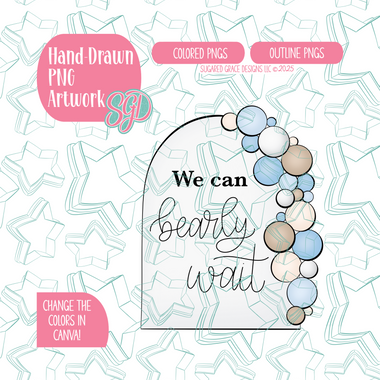Baby Shower Balloon PNG Image Set for Edible Ink Printers - Hand Drawn Editable Graphics