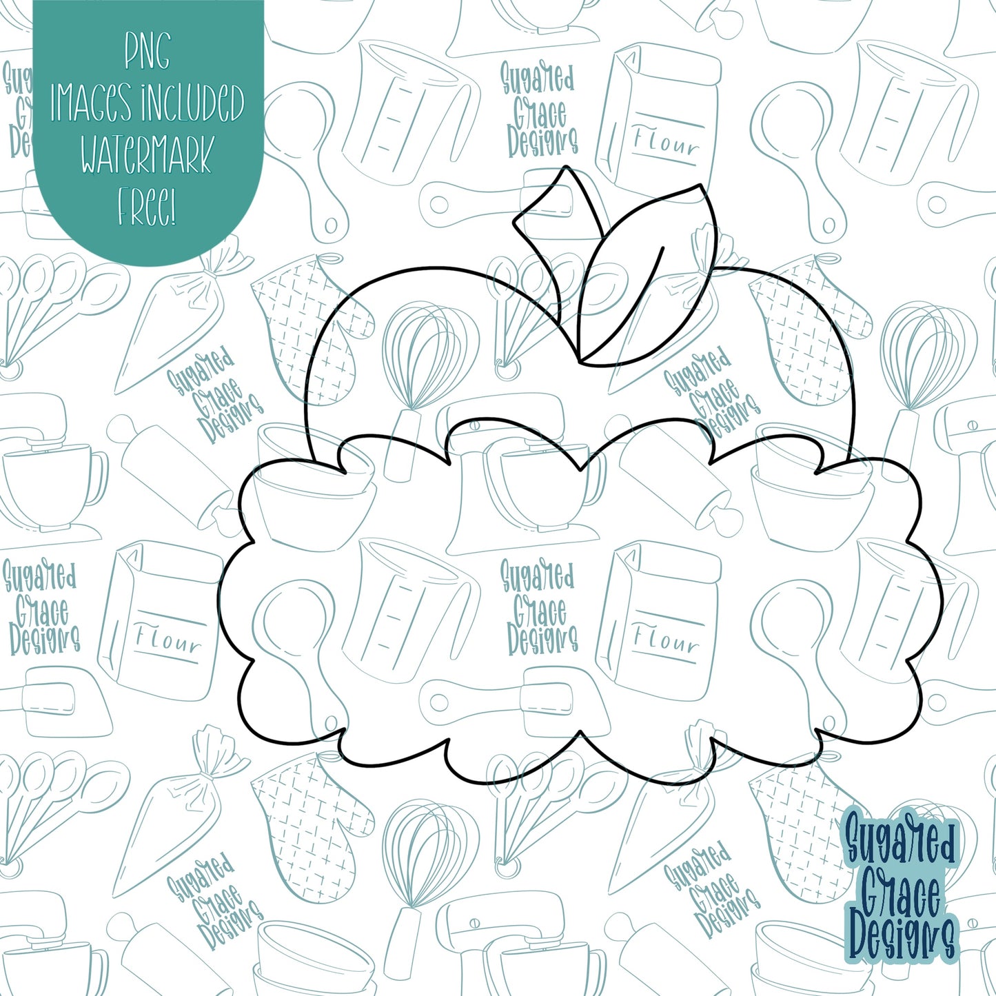 Best Teacher Appreciation Apple Plaque Cookie Cutter with Matching PNG Images for Edible Ink Printers Including Eddie