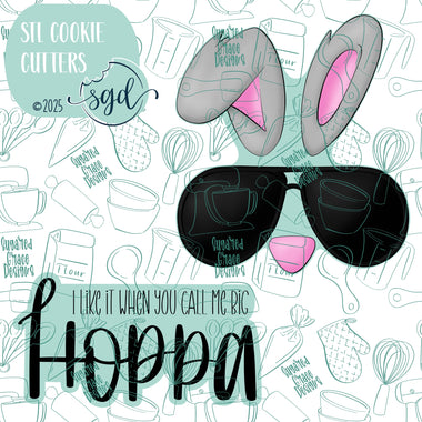 Big Hoppa Bunny Cookie Cutter STL File Set of 2 with PNG Images to Match - For 3D Printing and Edible Ink Printers