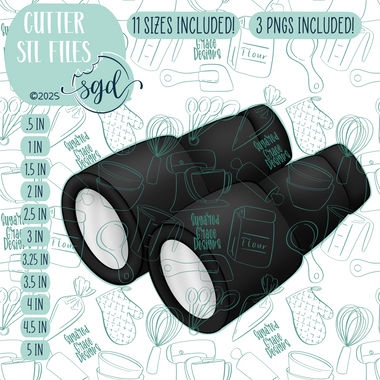 Binoculars Cutter STL File with PNG Images to Match - For 3D Printing and Edible Ink Printers