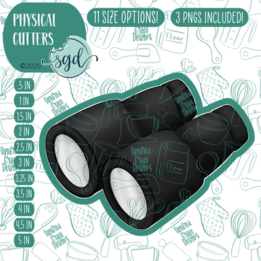 Binoculars Cookie Cutter with PNG Images to Match - Hand Drawn Graphics for Edible Ink Printers