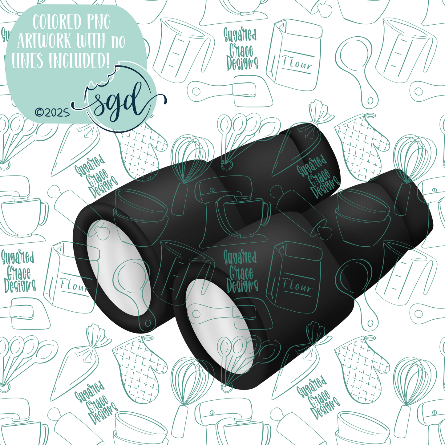 Binoculars Cutter STL File with PNG Images to Match - For 3D Printing and Edible Ink Printers