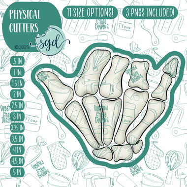 Rock On Bone Hand Cookie Cutter with PNG Images to Match - Hand Drawn Graphics for Edible Ink Printers