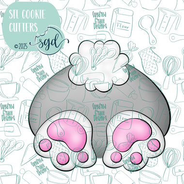 Easter Bunny Butt Cookie Cutter STL File with PNG Images to Match - For 3D Printing and Edible Ink Printers