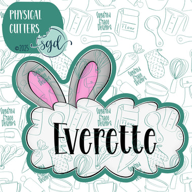 Bunny Ear Lacey Plaque Cookie Cutter with PNG Images to Match - Hand Drawn Graphics for Edible Ink Printers