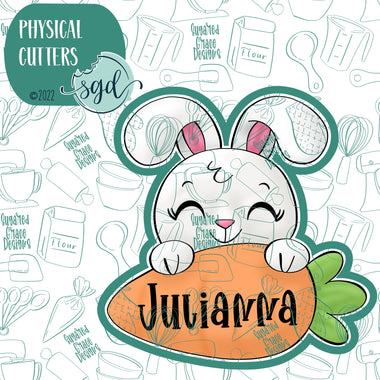 Easter Bunny Carrot Plaque Cookie Cutter with PNG Images to Match - Hand Drawn Graphics for Edible Ink Printers