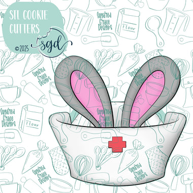 Easter Bunny Nurse Cap Cookie Cutter STL File with PNG Images to Match - For 3D Printing and Edible Ink Printers