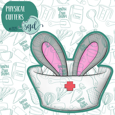 Bunny Nurse Cap Cookie Cutter with PNG Images to Match - Hand Drawn Graphics for Edible Ink Printers
