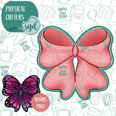 Butterfly Bow Cookie Cutter with Matching PNG Images for Edible Ink Printers Including Eddie