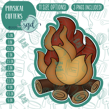 Campfire Cookie Cutter with PNG Images to Match - Hand Drawn Graphics for Edible Ink Printers
