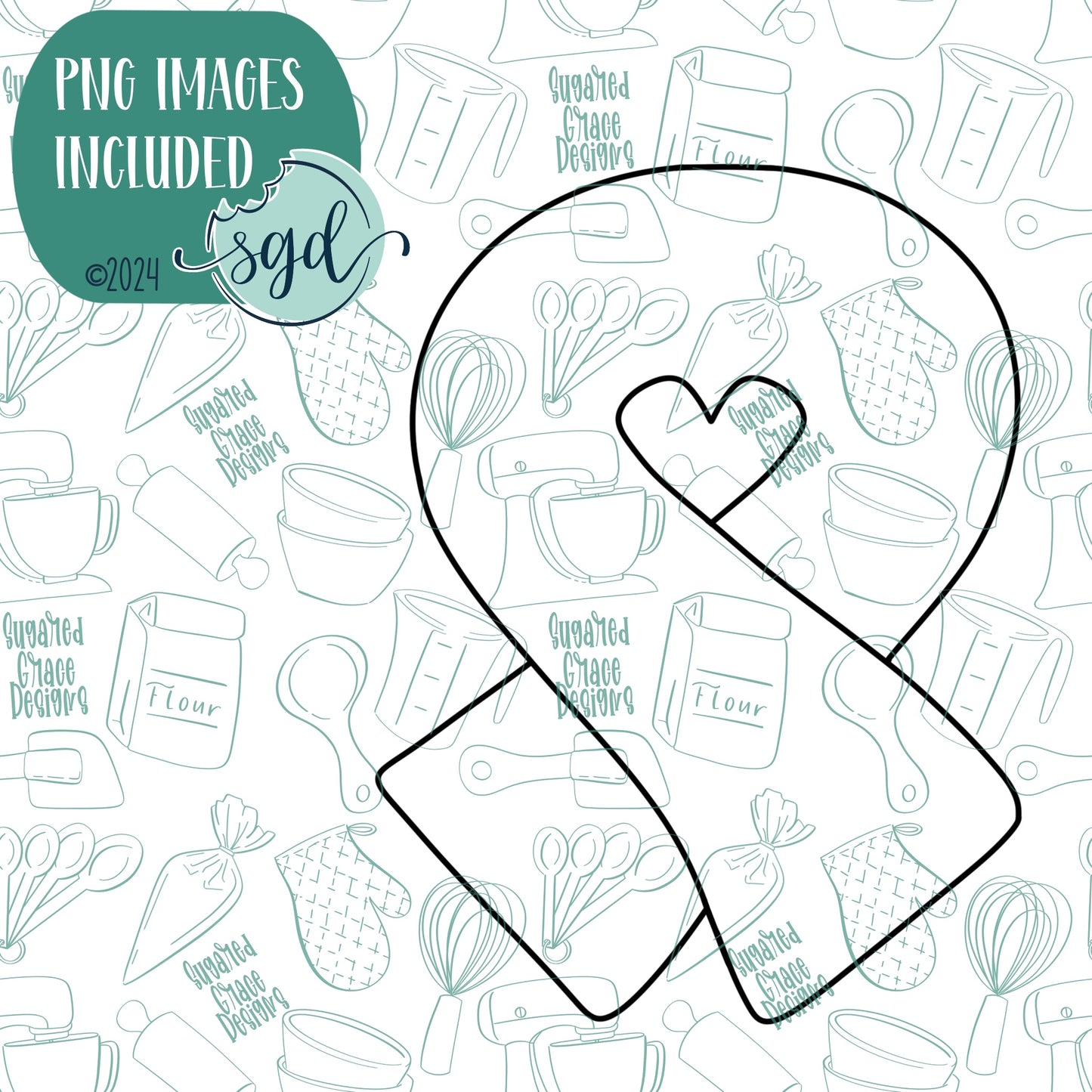 Cancer Ribbon Cookie Cutter with PNG Images to Match - Hand Drawn Graphics for Edible Ink Printers
