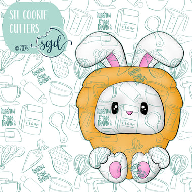 Easter Bunny in Carrot Costume Cookie Cutter STL File with PNG Images to Match - For 3D Printing and Edible Ink Printers