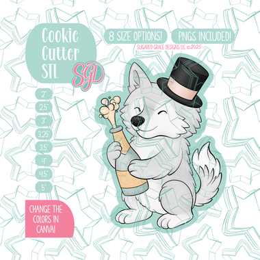 Editable Champagne Wolf Cookie Cutter STL and PNG (Digital Download)