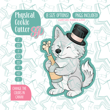 Champagne Wolf Cookie Cutter with matching PNG