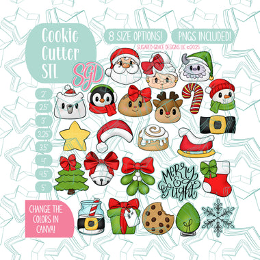 Editable Christmas advent set of 24 Cookie cutter STL file