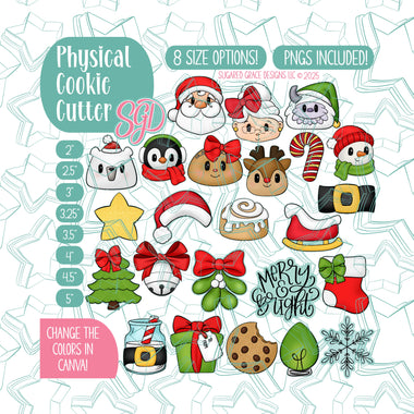 Mini Christmas Advent Cookie Cutter Set of 24 with Matching PNG Graphics