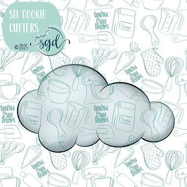 Cloud Cookie Cutter STL File with PNG Images to Match - For 3D Printing and Edible Ink Printers