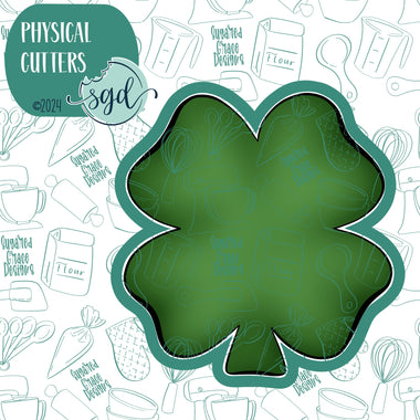 St Patricks Day Four Leaf Clover Cookie Cutter with PNG Images to Match - Hand Drawn Graphics for Edible Ink Printers