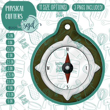 Compass Cookie Cutter with PNG Images to Match - Hand Drawn Graphics for Edible Ink Printers