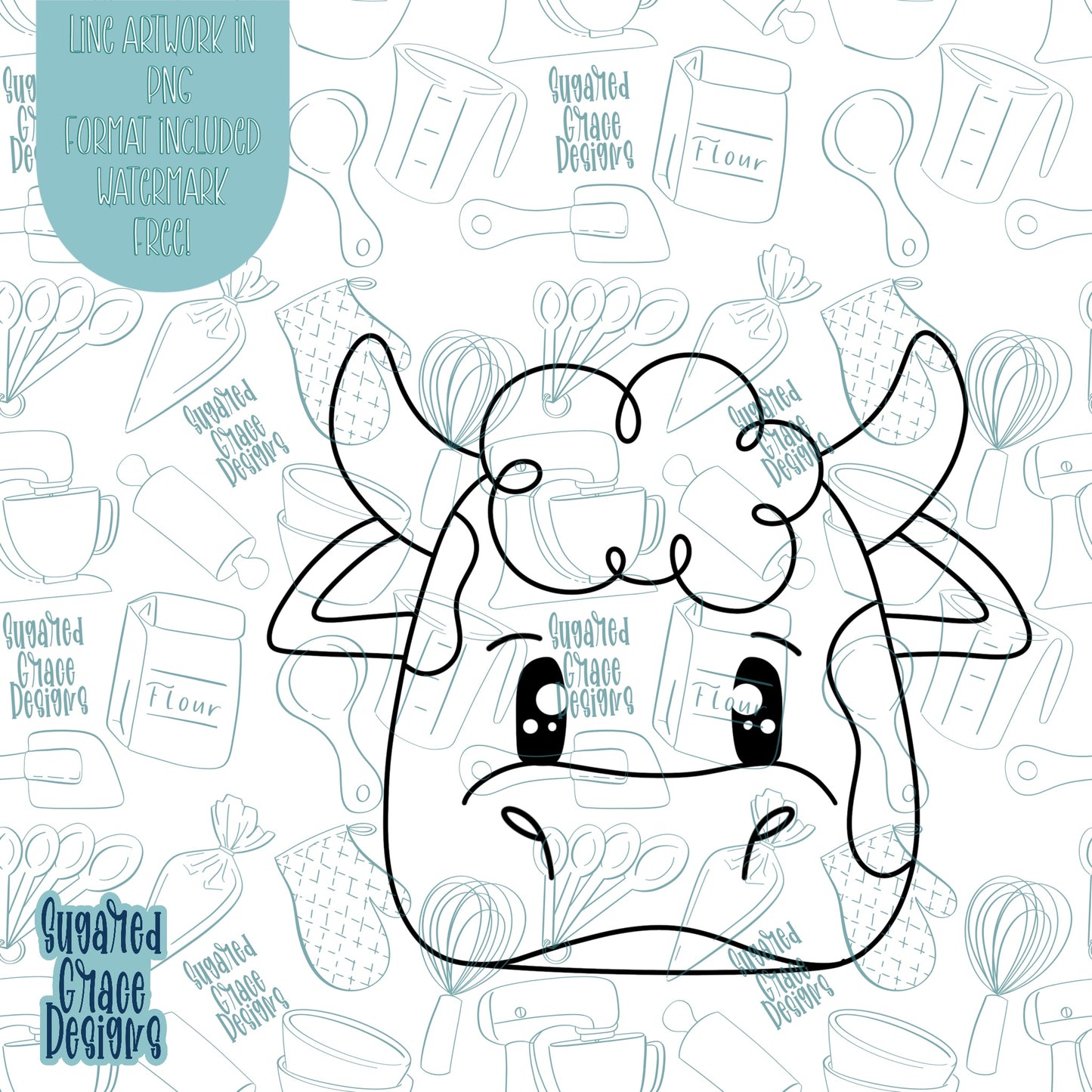 Cow Cookie Cutter STL Files for 3D Printing with Matching Printable PNG Images for Edible Ink Printers Including Eddie