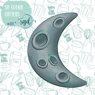 Crescent Moon Cookie Cutter STL File with PNG Images to Match - For 3D Printing and Edible Ink Printers