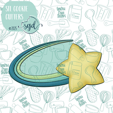 Shooting Star Cookie Cutter STL File with PNG Images to Match - For 3D Printing and Edible Ink Printers