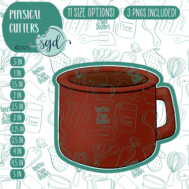 Red Cup or Mug Cookie Cutter with PNG Images to Match - Hand Drawn Graphics for Edible Ink Printers