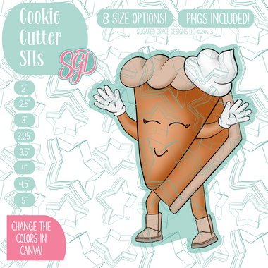 Dancing Pumpkin Pie slice Cookie Cutter STL File with PNG Images to Match - For 3D Printing and Edible Ink Printers