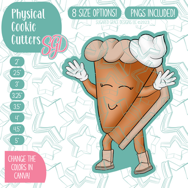 Dancing Pumpkin Pie Slice Cookie Cutter with PNG Images to Match - Hand Drawn Graphics for Edible Ink Printers