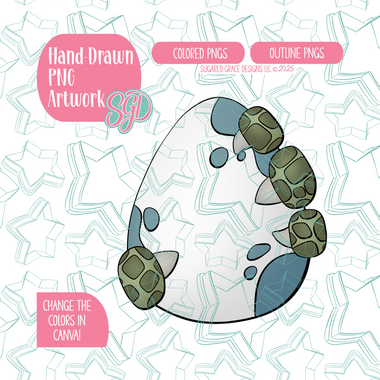Dinosaur Egg PNG Image Set for Edible Ink Printers - Hand Drawn Editable Graphics