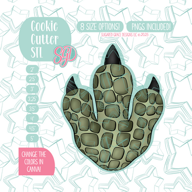 Dinosaur Print Cookie Cutter STL File with PNG Images to Match - For 3D Printing and Edible Ink Printers