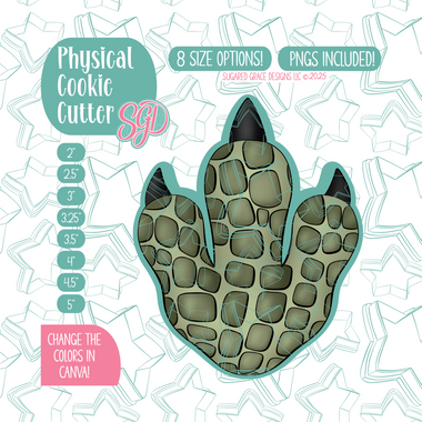 Dinosaur Print Cookie Cutter with PNG Images to Match - Hand Drawn Graphics for Edible Ink Printers