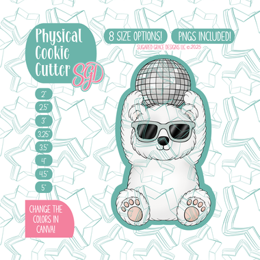Disco Polar Bear Cookie Cutter with matching PNG