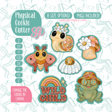 Disco Wild Child Cookie Cutter set with matching PNG - Set of 6 Designs