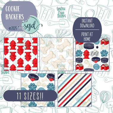 Dog Pattern Cookie Backers Set of 5 in PDF file format with 11 sizes to choose from - Hand Drawn packaging for bags and boxes