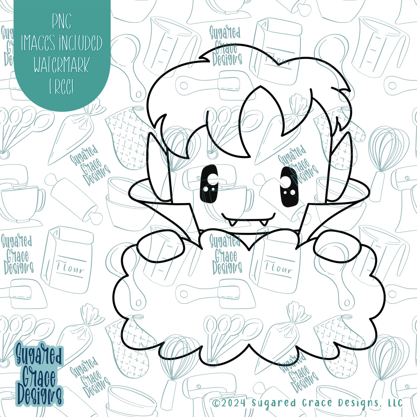 Dracula Plaque Cookie Cutter with Matching Printable PNG Image for Edible Ink Printers Including Eddie