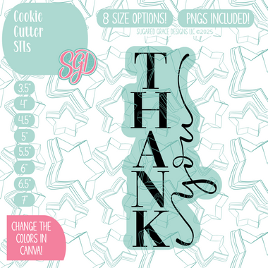 Dressy Thank You Plaque Cookie Cutter STL File with PNG Images to Match - For 3D Printing and Edible Ink Printers