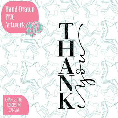 Dressy Thank You PNG Image Set for Edible Ink Printers - Hand Drawn Editable Graphics