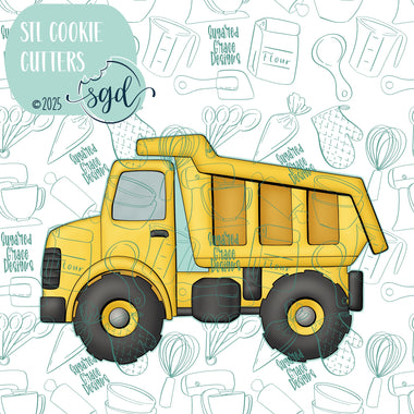 Construction Dump Truck Cookie Cutter STL File with PNG Images to Match - For 3D Printing and Edible Ink Printers