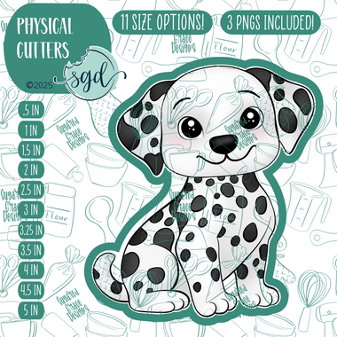 Dalmatian Puppy Dog Cookie Cutter with PNG Images to Match - Hand Drawn Graphics for Edible Ink Printers