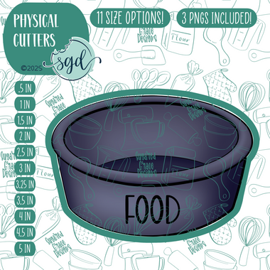Navy Dog Bowl Cookie Cutter with PNG Images to Match - Hand Drawn Graphics for Edible Ink Printers